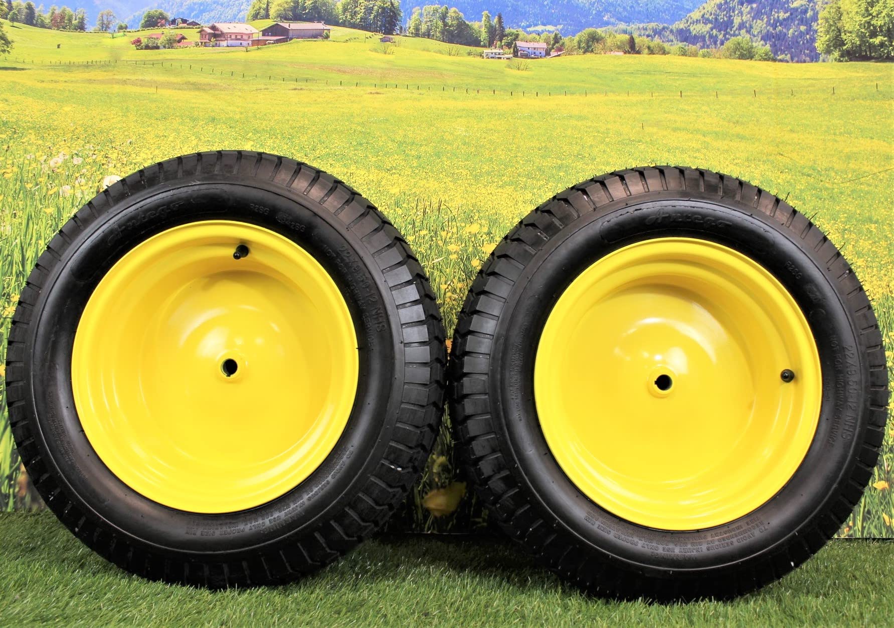 22x9.50-12 4 Ply Turf Tires & Wheels for John Deere Lawn & Garden Mower Turf Tires (Set of Two)