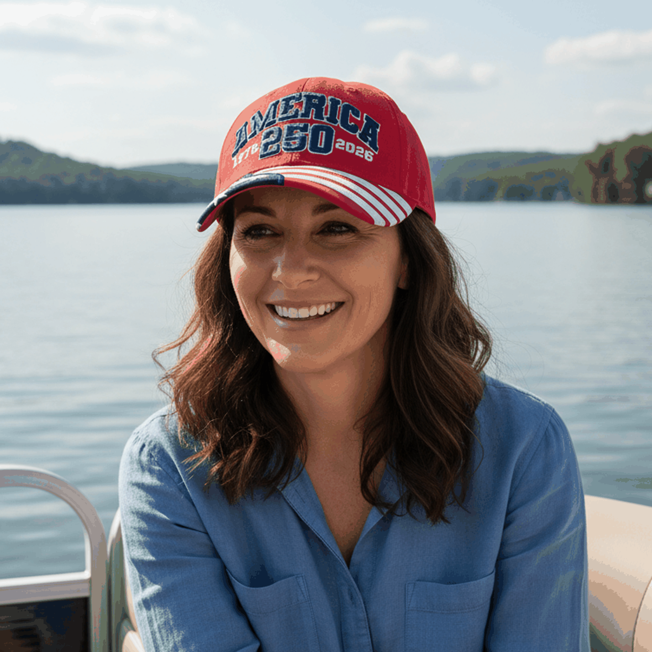 America 250th Anniversary Cap – American Flag Bill | Patriotic Cotton Twill Hat