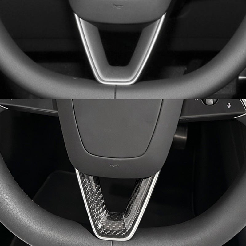 TESERT Dry Carbon Fiber Steering Wheel V-Cover for Model 3 Highland & Y Juniper