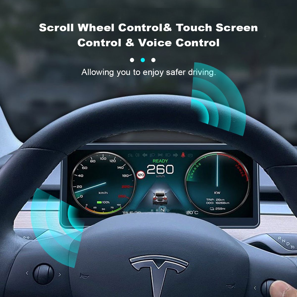 TESERY 9‘’ Carplay Instrument Dashboard Screen Display for Model 3 / Y